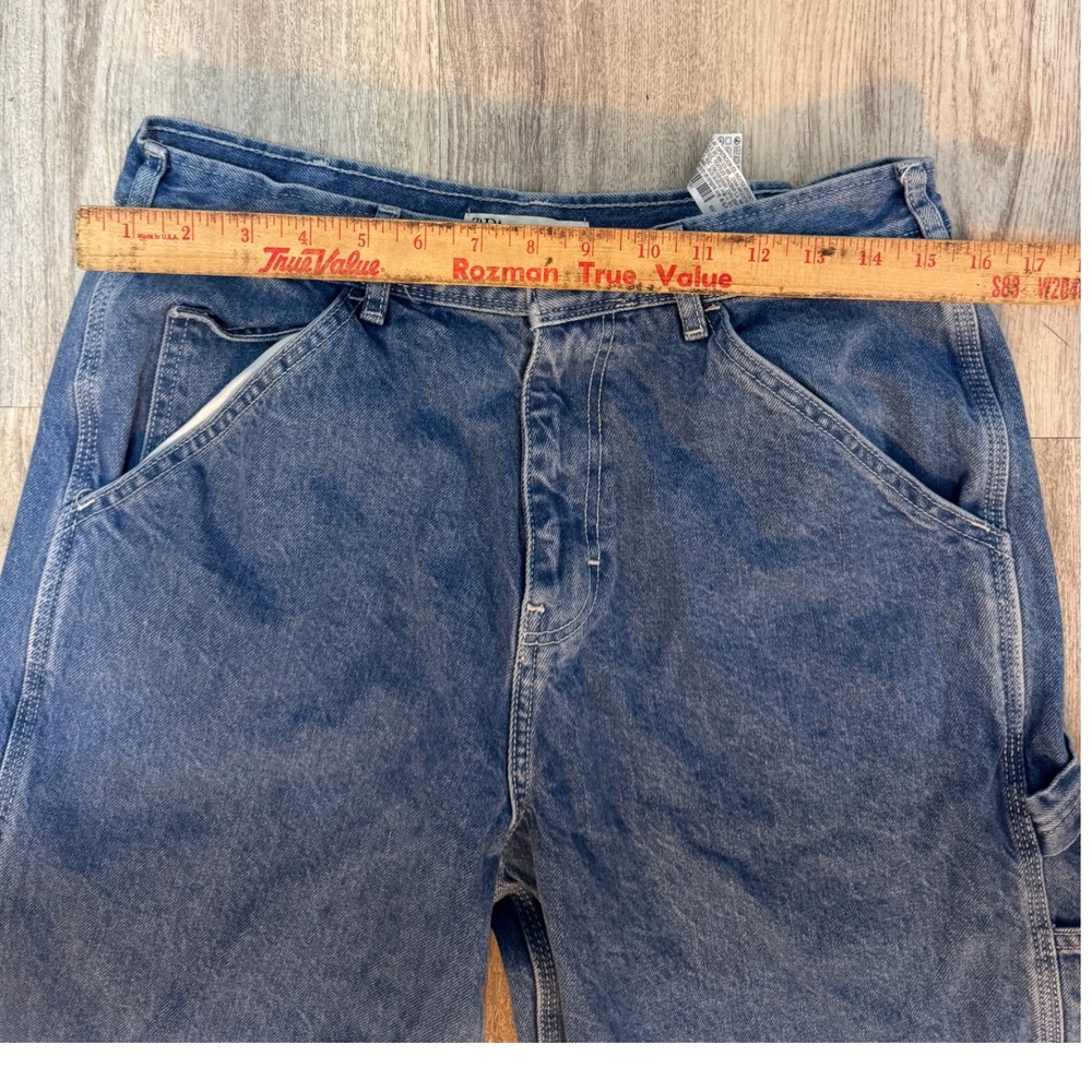 Zara Carpenter Jeans Women's Blue Denim Utility Pocket Relaxed Fit Size 30 - Picture 5 of 9